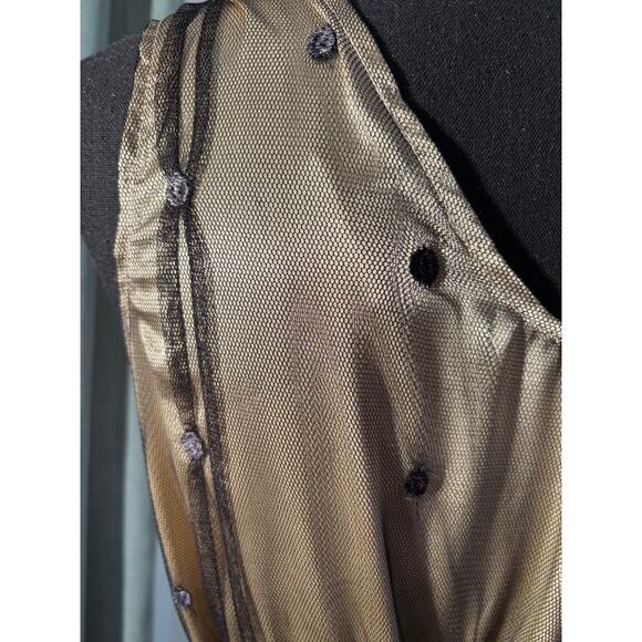 RYU NYE Holiday Gold & Black Tulle Embroidered Polka Dot Appliqué Flower Trim - Picture 7 of 10